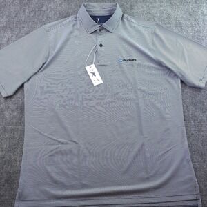 New Fairway & Greene Polo Large Blue Striped Performance Stretch Short Sleeve...